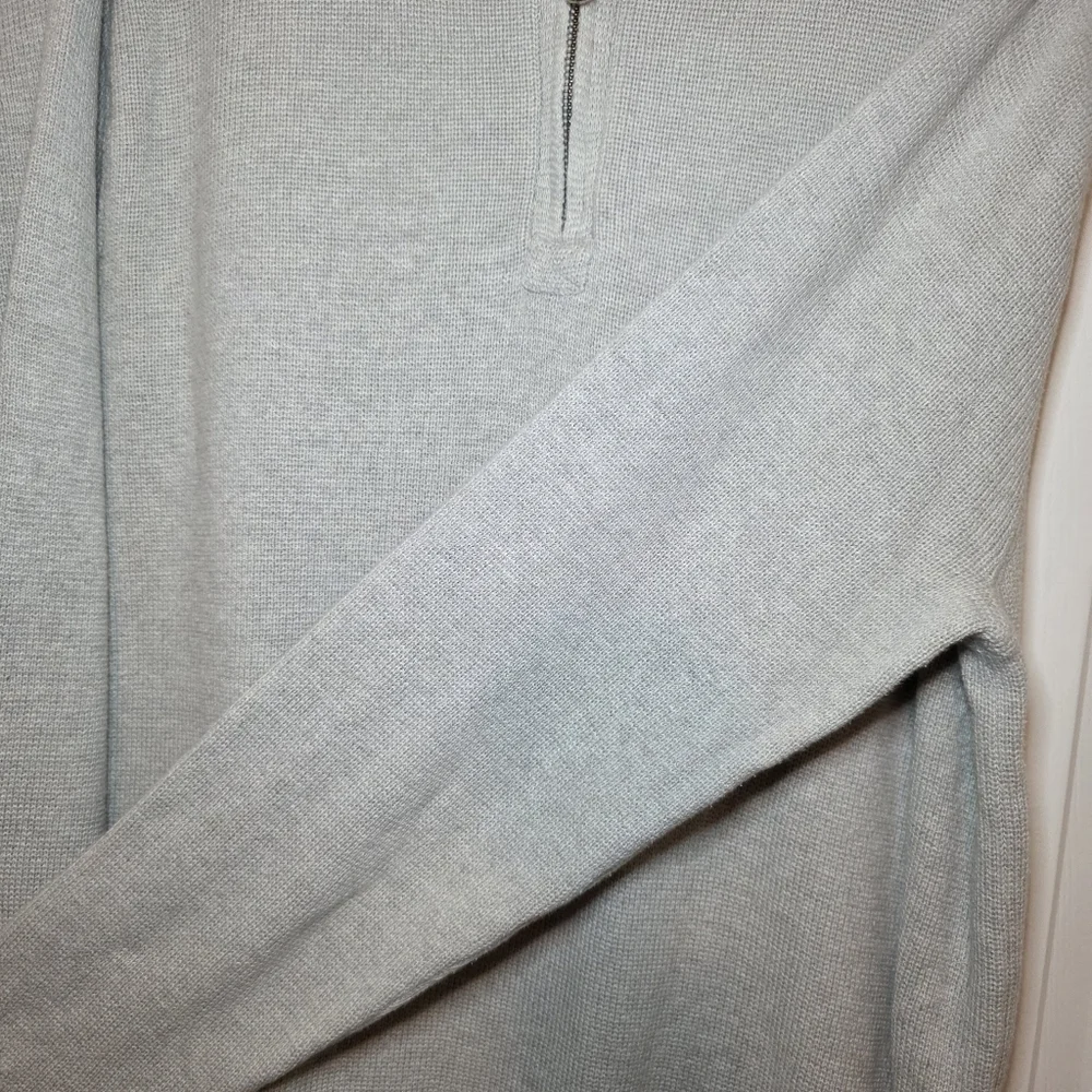 J.Crew Men’s Cotton Quarter-Zip Sweater – XL – Textured Knit Light Grey